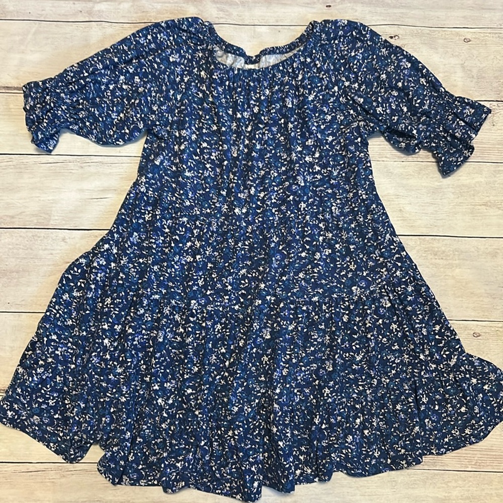 Rare Editions Navy Floral Babydoll Blouse
